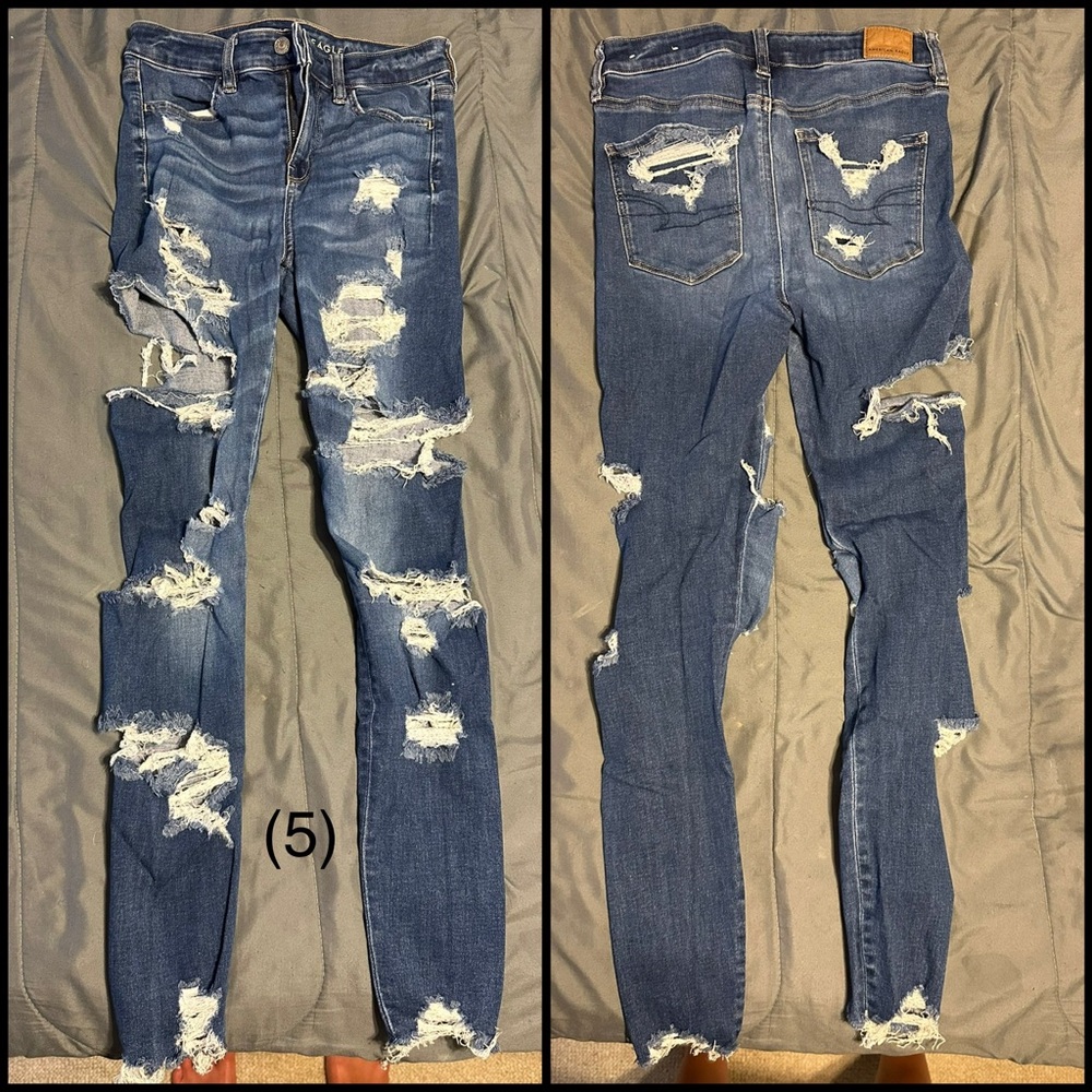 American Eagle Outfitters Blue Skinny Distressed Jeans